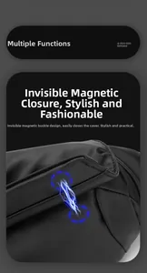 Détail de la boucle magnétique invisible sur le sac bandoulière tactique noir