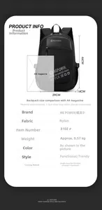 Detailed size comparison of the black nylon functional backpack with an A4 magazine