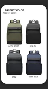 Business laptop backpacks shown in green, black, grey and blue water-resistant fabric