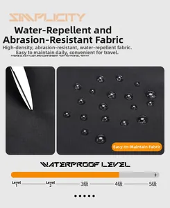 Close-up of waterproof and scratch-resistant fabric on black business backpack