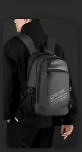 Detail view of large capacity waterproof men's backpack with breathable mesh side pocket