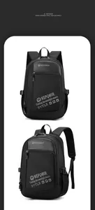Front and side view of a large black waterproof business backpack with breathable straps