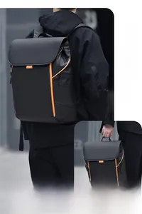 Détails du sac à dos urbain pour hommes avec coutures orange et tissu imperméable