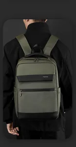 Business laptop backpack with smart storage space in dark green oxford fabric
