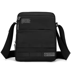 Borsa a tracolla da uomo nera impermeabile con multitasche e design professionale