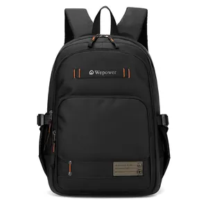 Men's large capacity black outdoor backpack with orange stitching and Wepower logo