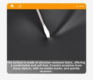 Gros plan du tissu en nylon noir résistant aux rayures, durable et doux au toucher