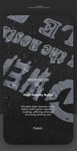Nahaufnahme von wasserdichtem High-Density-Nylon-Gewebe mit Wassertropfen auf der Fläche