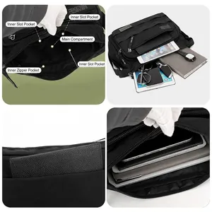 Borsa a tracolla da uomo impermeabile ad alta capacità con scomparti multipli