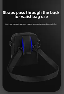 Detailansicht der schwarzen Herrentasche mit rückseitigen Gürtelschlaufen für Hüftfunktion