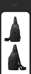 Wasserdichte schwarze Brusttasche mit USB-Anschluss und sicherem vorderem Schnallenverschluss