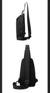 Details einer wasserdichten Herren-Brusttasche mit USB-Anschluss und Netzrücken