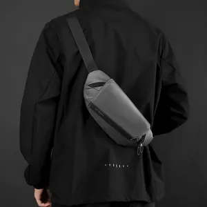 Sacoche croisée tactique gris mat pour homme avec bandoulière à boucle magnétique