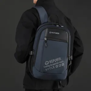 Large capacity navy blue men backpack for outdoor travel and office commute by Wepower