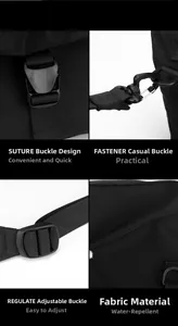 Detail of waterproof nylon fabric with durable buckle and adjustable strap hardware