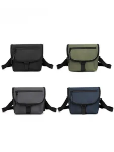 Crossbody bags collection in black, green, grey and blue colors with front zip pockets