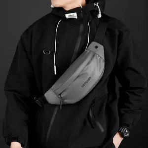 Marsupio sportivo grigio impermeabile con logo WE POWER per corsa e allenamento