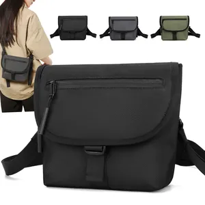 Men's Waterproof Nylon Crossbody Bag Lightweight Casual Shoulder Bag With Adjustable Strap Multi Pocket Travel Flap Messenger Bag