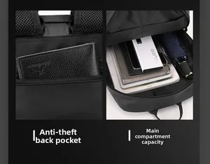 Detail of anti-theft back pocket and main compartment with large storage capacity