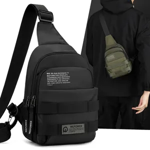 Men Urban Tactical Chest Bag Water Repellent Nylon Sling Bag For Commuting Travel Outdoor Crossbody Bag Multi-Pocket Large Capacity