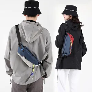 Versatile color-block motorcycle sling bags with multi-layer pockets for outdoor travel
