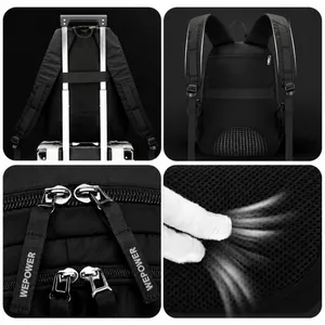Zaino business nero impermeabile con schienale traspirante e fascia per trolley