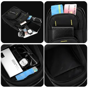 Wasserdichte schwarze Herren-Brusttasche mit mehreren Taschen und Hauptfach für Business