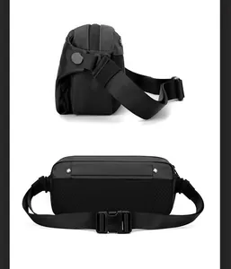 Détail du panneau arrière en mesh respirant et de la boucle de sangle du sac bandoulière noir
