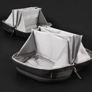 Borsa da viaggio per accessori digitali con apertura a 180 gradi e scomparti multipli