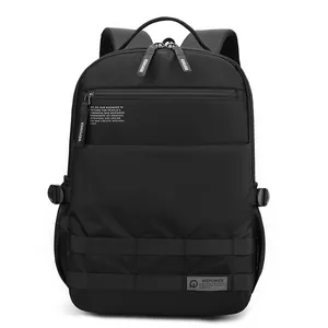 Modern black business laptop backpack with durable nylon fabric and large capacity compartments