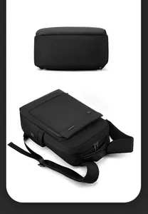 Top and side view of waterproof business laptop backpack with ergonomic thick straps