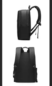 Side and back view of a business backpack showing ergonomic breathable mesh straps