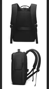 Detail view of business backpack with breathable honeycomb mesh back and ergonomic straps