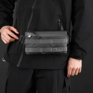 Waterproof tactical chest bag in dark grey high-density nylon for outdoor commuting