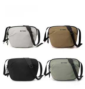 Vue détaillée en grille de sacs bandoulière en nylon de grande capacité en gris, café, noir et vert