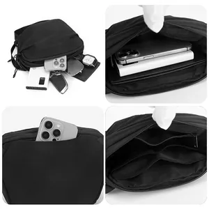 Sac bandoulière léger en nylon noir avec poches multiples et grande capacité de rangement