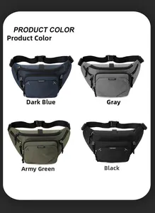 Men's sports waist bags in blue, grey, green and black with adjustable straps
