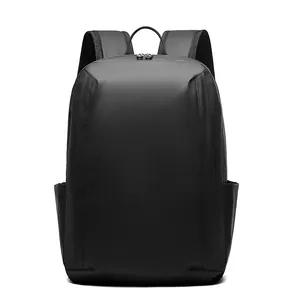 Waterproof matte black business laptop backpack for commuting and travel with side pockets