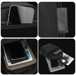 Borsa a tracolla multifunzionale nera da uomo con scomparti in tessuto resistente