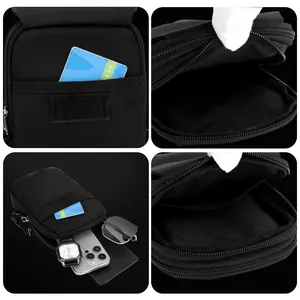 Sacoche noire polyvalente en nylon avec poches multicouches pour petits essentiels