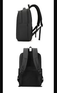 Detail view of business backpack with breathable honeycomb mesh straps and side pockets