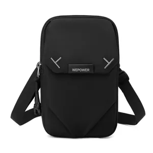 Sacoche WEPOWER noire en nylon avec sangle réglable et design sport décontracté
