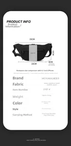Size chart showing 35cm width water-repellent 1680D nylon outdoor chest bag dimensions