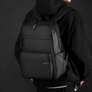 Waterproof business backpack in black with large capacity for travel and commuting