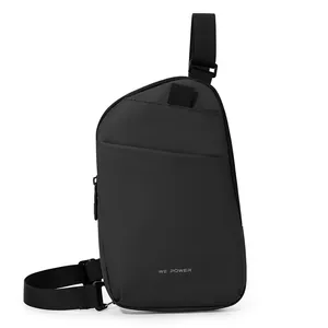 Lightweight black waterproof crossbody chest bag for men with minimalist matte design