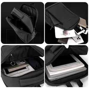 Men's business laptop backpack with high-density nylon fabric and multi-layer storage