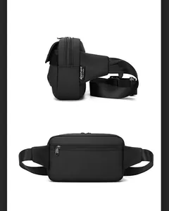 Detail view showing durable nylon chest bag with adjustable strap and buckle closure