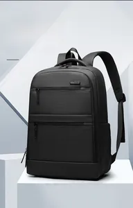 Detail of professional black business backpack with breathable mesh straps on display