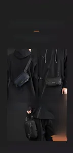 Waterproof nylon crossbody bag showing shoulder, waist, and hand-carry wearing styles