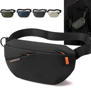 Herren Wasserdicht Nylon Brusttasche Techwear Umhängetasche Mehrschichtige Sport Outdoor Radfahren Mode Gürteltasche